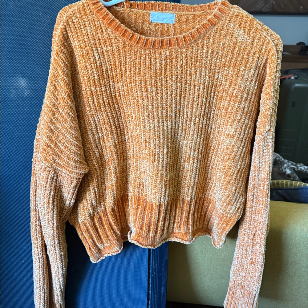 Altar'd State Vibrant Orange Crew Neck Sweater